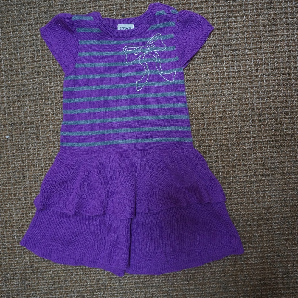 Girls Size 18mos Nevada Purple and Grey Knit Dress